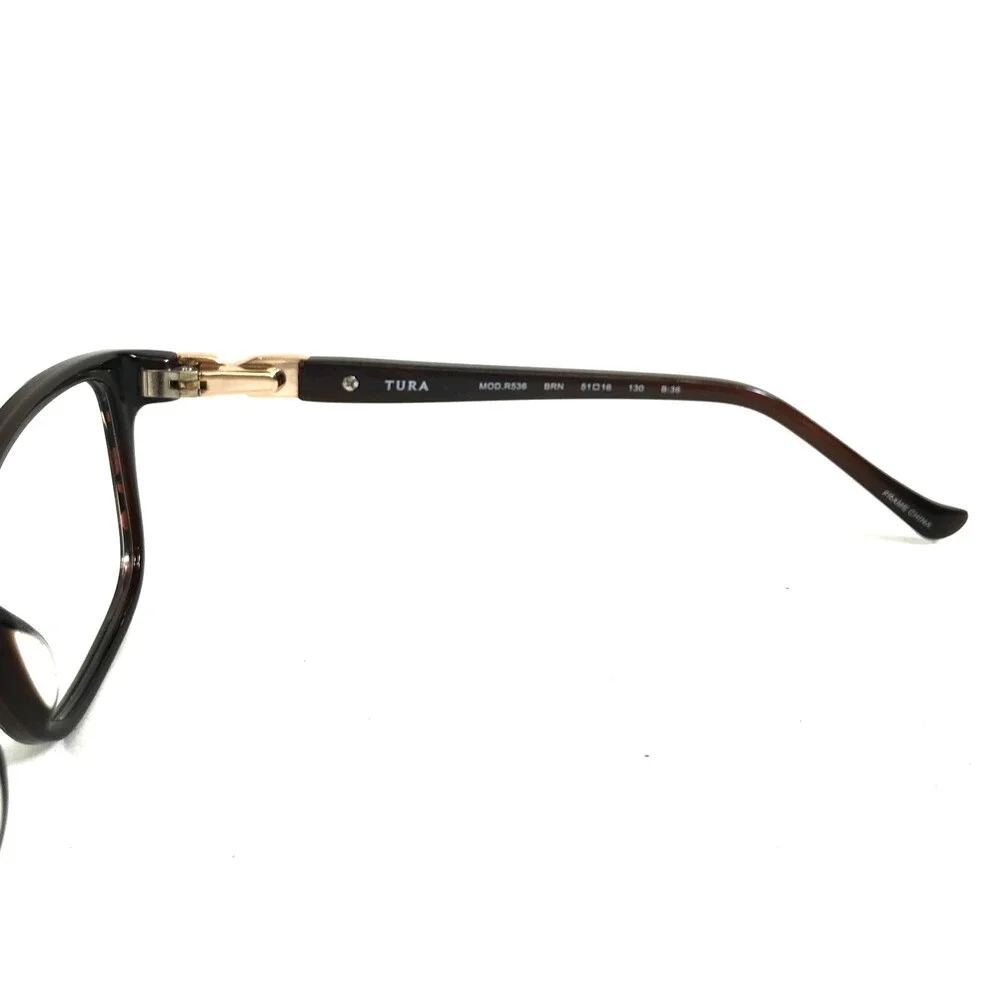 Tura Eyeglasses Frames MOD.R536 BRN Polished Havana Gold Crystals 51-16-130